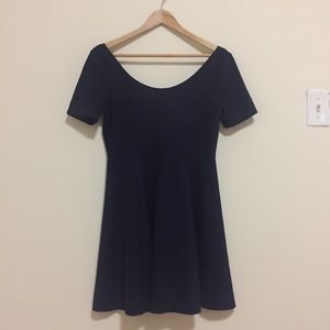 H&M low back navy textured boho a-line dress